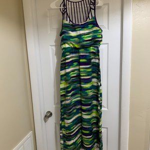 Attention Blouson Maxi Dress Womens Size S Sleeveless Scoop Neck Green